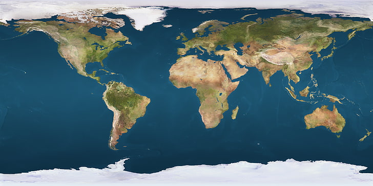планета Земля, Земля, материки, океаны, физическая карта, HD обои