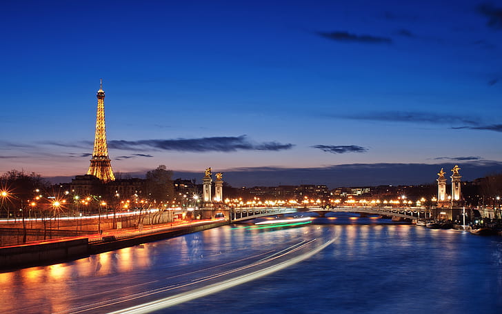 French cities of Paris night scene, French, City, Paris, Night, Scene, HD wallpaper
