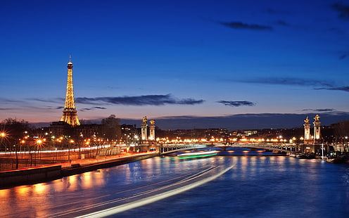 French cities of Paris night scene, French, City, Paris, Night, Scene, HD wallpaper HD wallpaper