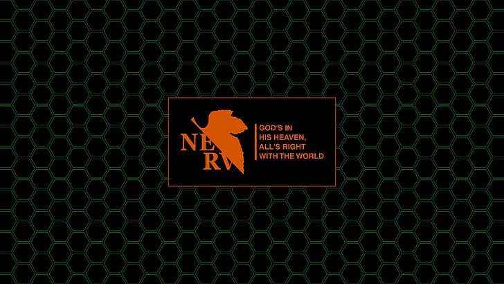 Neon Genesis Evangelion, Nerv, logotipo ficticio, hexágono, Fondo de pantalla HD