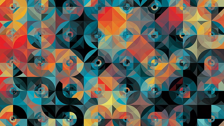 Andy Gilmore, Warna-warni, seni digital, geometri, Square, Wallpaper HD