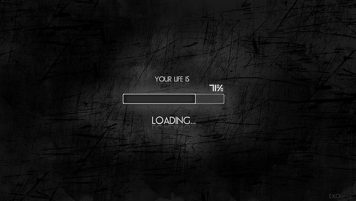 Your Life is loading text, black, minimalism, humor, simple background, typography, digital art, HD wallpaper