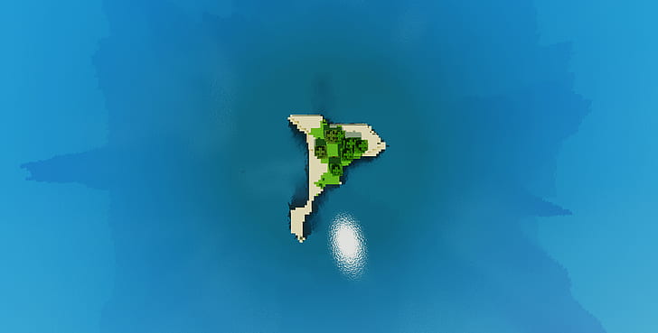 water, Minecraft, island, bird's eye view, HD wallpaper