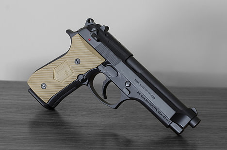 pistola, armas, autocargante, Beretta M9, Fondo de pantalla HD HD wallpaper