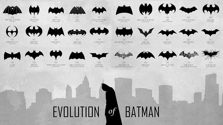 Еволюция на тапета на Батман, Батман, инфографика, монохромен, HD тапет