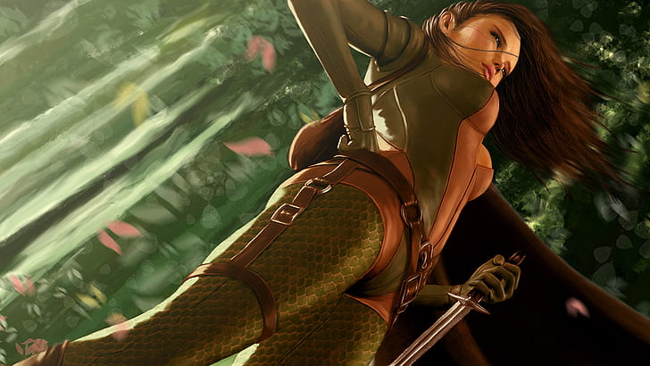 Tomb Raider Lara Croft HD, woman wearing green-and-brown suit illustration, video games, tomb, raider, croft, lara, HD wallpaper
