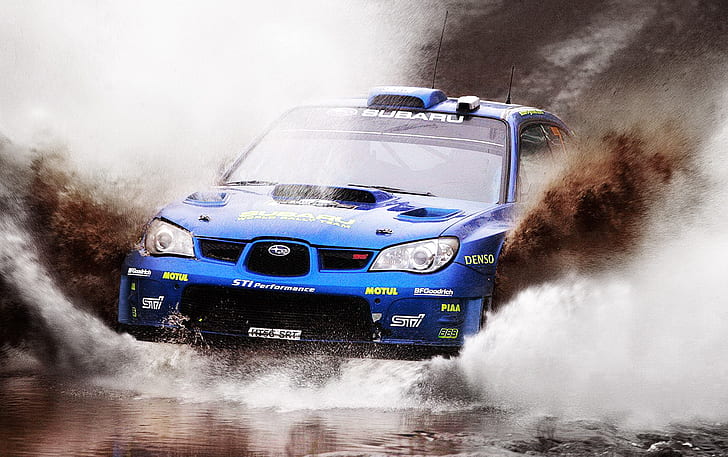 Rally, agua, Subaru, carreras, coche, vehículo, Subaru Impreza, Subaru Impreza WRX STi, wrc, Fondo de pantalla HD