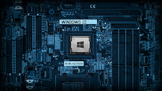 pulpit, logo systemu Windows, niebieski, procesor, technologia, windows 10, Tapety HD HD wallpaper