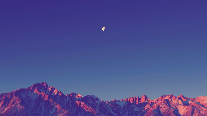 Landscape, Simple, Nature, Moon, Mountain, Snowy Peak, Clear Sky,  landscape, HD wallpaper | Wallpaperbetter