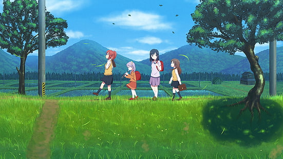 Anime, Non Non Biyori, Hotaru Ichijou, Komari Koshigaya, Natsumi Koshigaya, Renge Miyauchi, HD tapet HD wallpaper