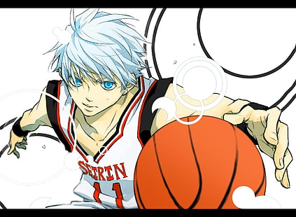 anime, basket, basketball, blue, boys, eyes, hair, kuroko, tetsuya, HD wallpaper HD wallpaper