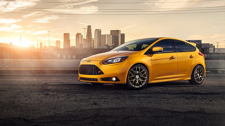 Yellow Ford Focus ST car side view, Yellow, Ford, Focus, Car, Side, View, HD wallpaper