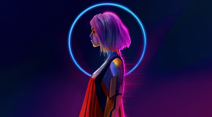 Sci Fi, Cyborg, Girl, Pink Hair, Short Hair, HD wallpaper