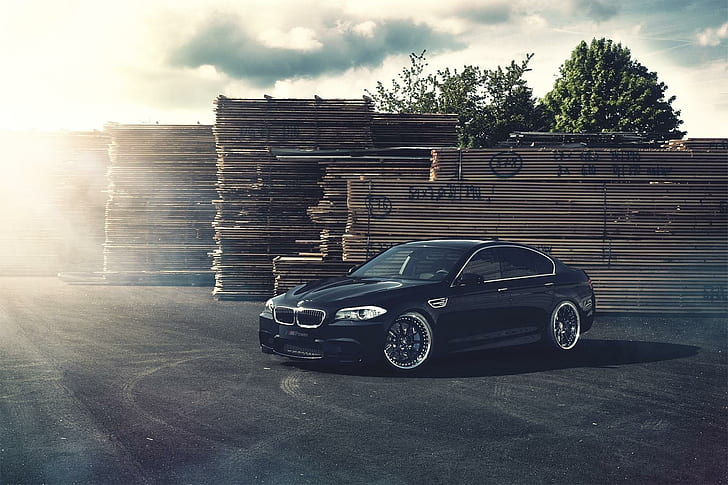 BMW M5 F10 Black Car, black, HD wallpaper