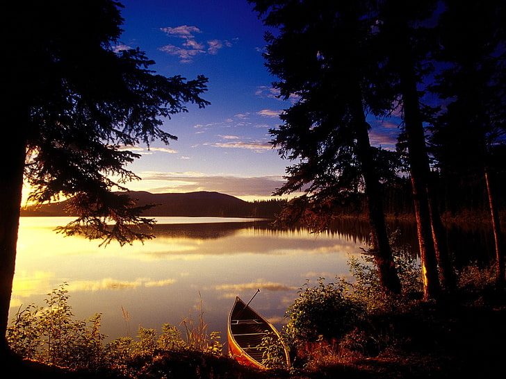 Природа в Канада, кафява лодка, Свят, Канада, красиви тапети за природа, невероятни тапети за природа, hd тапети за природа, HD тапет