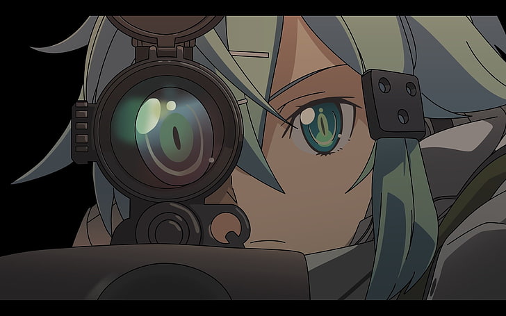 Papel de parede de anime Sinon, Asada Shino, Gun Gale Online, arma, rifle sniper, meninas anime, HD papel de parede