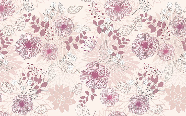 Flowers and leaves pattern, beige and brown floral textile, abstract, 1920x1200, pattern, leaf, HD wallpaper