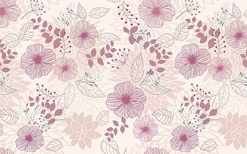 Flores e folhas padrão, bege e marrom têxtil floral, resumo, 1920x1200, padrão, folha, HD papel de parede HD wallpaper
