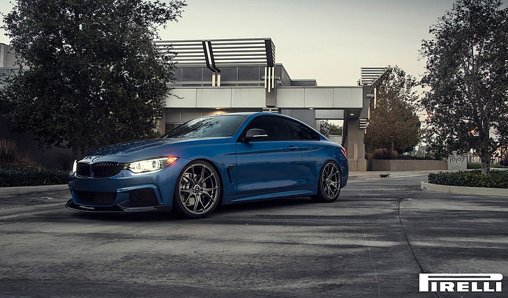 BMW, Blue, Front, Vorsteiner, Pirelli, F32, 103, 2015, 435i, V-FF, Estoril, HD wallpaper