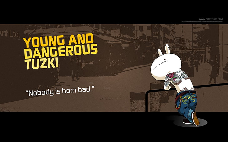 Junge und gefährliche Tuzki-Illustration, Zitat, HD-Hintergrundbild