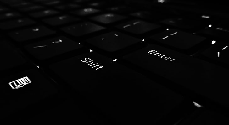 Podświetlana klawiatura, czarne klawisze klawiatury komputerowej, komputery, sprzęt, Tapety HD