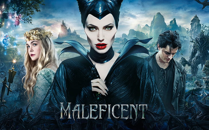 Maleficent Poster, maleficent movie poster, maleficent, Angelina Jolie, Brenton Thwaites, Elle Fanning, HD wallpaper
