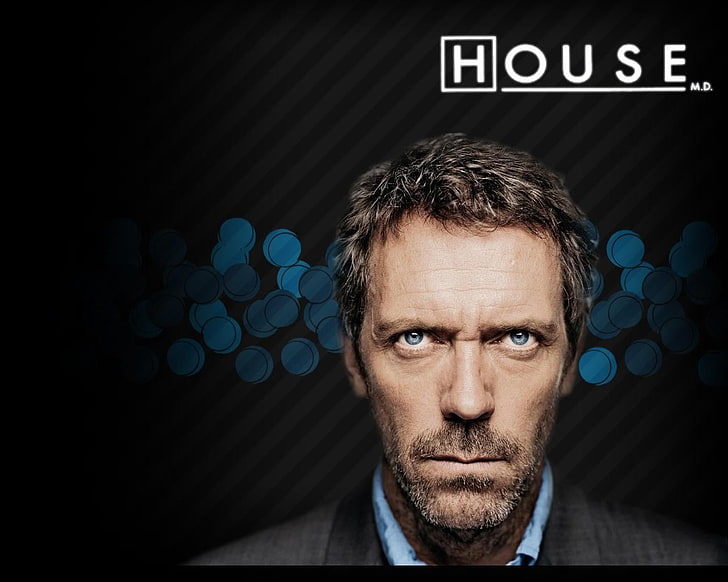 czarna koszula męska z okrągłym dekoltem, House, MD, Gregory House, aktor, Hugh Laurie, Promos, Tapety HD
