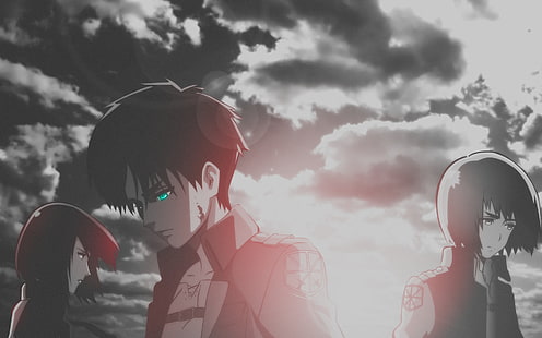 Shingeki no Kyojin, Mikasa Ackerman, Eren Jeager, Armin Arlert, Anime, Anime Boys, Anime Girls, HD-Hintergrundbild HD wallpaper