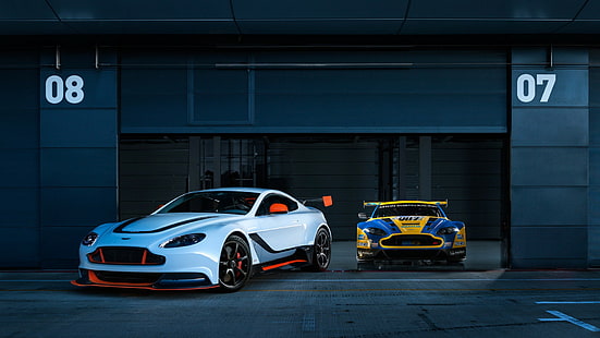 Aston Martin Vantage GT3, auto, garage, Sfondo HD HD wallpaper