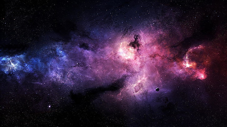 wallpaper galaksi, ruang, galaksi, pink, biru, warna-warni, nebula, seni digital, bintang, seni ruang angkasa, Wallpaper HD