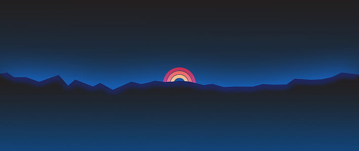 Néon coucher de soleil arc-en-ciel style rétro minimal, Fond d'écran HD