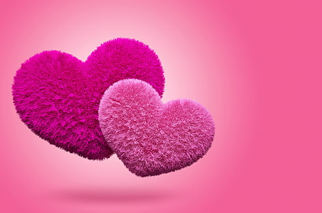 pink heart decor, hearts, love, fluffy, pink, HD wallpaper HD wallpaper