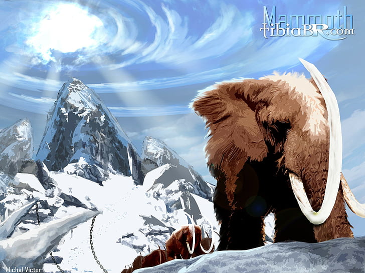 Tibia, PC Gaming, RPG, Mammoths, brown elephant painting, tibia, pc gaming, rpg, mammoths, HD wallpaper