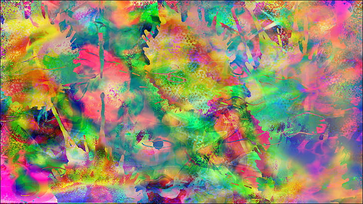abstrak kecerahan kecerahan trippy psychedelic digital art surealis karya seni, Wallpaper HD