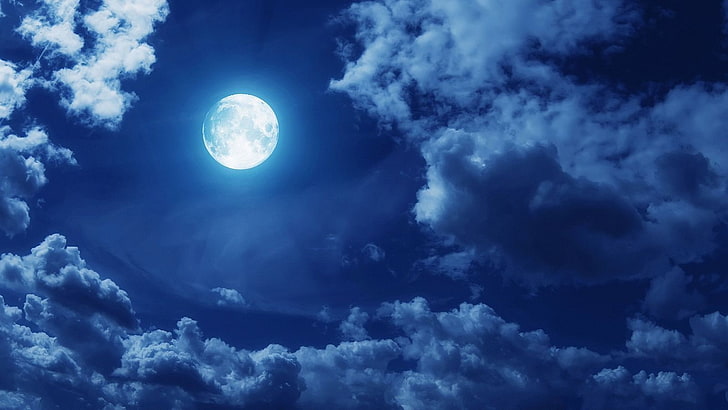 blue moon clouds, HD wallpaper
