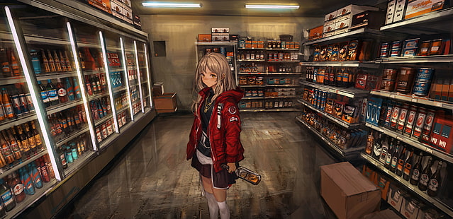 karakter asli, gadis anime, alkohol, THE-LM7, Wallpaper HD HD wallpaper