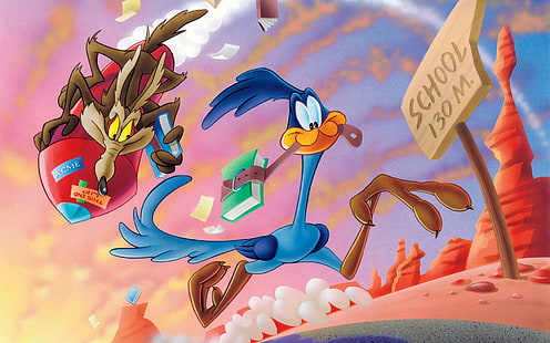 Wile E. Coyote and Road Runner, road runner and coyote cartoon character, cartoons, 1920x1200, looney tunes, wile e. coyote, road runner, HD wallpaper HD wallpaper