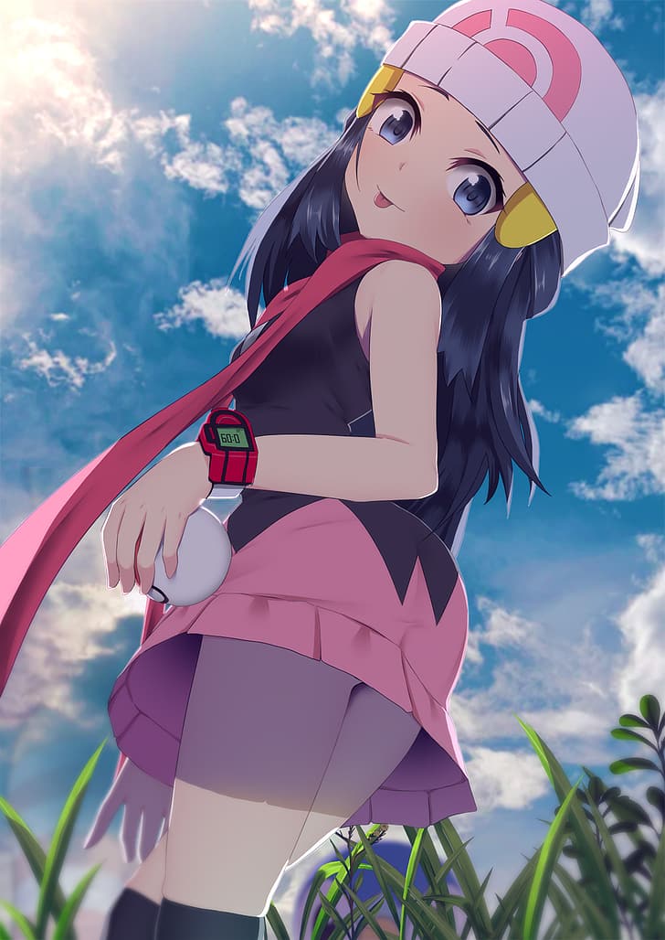 Anime Anime Girls Pokémon Dawn Pokemon Long Hair Blue Hair Solo Hd Wallpaper 
