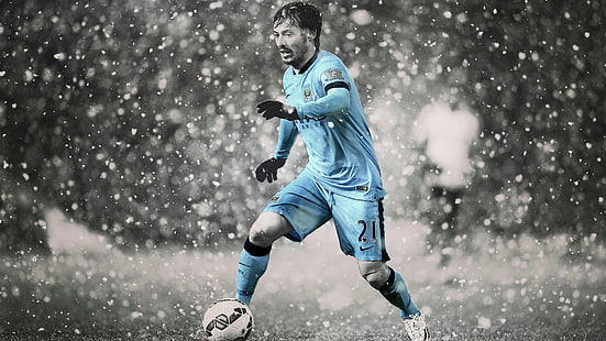David Silva, Manchester City, Fußball, selektive Färbung, HD-Hintergrundbild HD wallpaper
