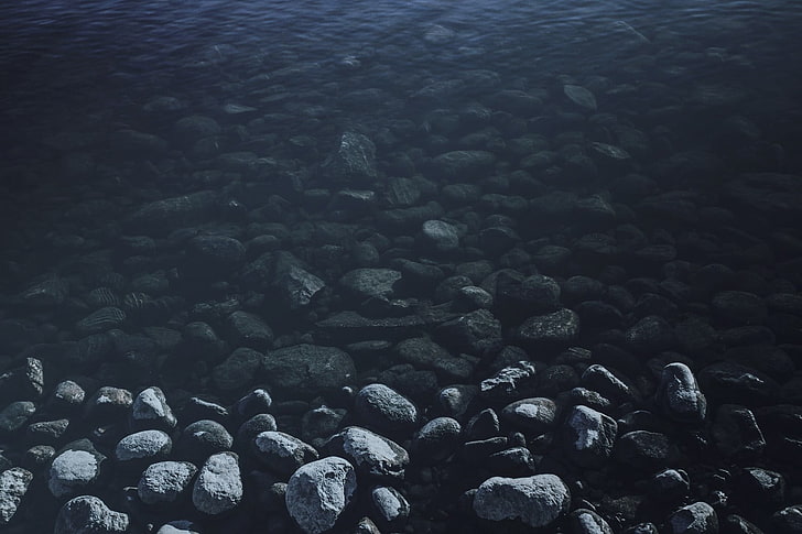 Black Stone Fragment viel, Rock, Wasser, HD-Hintergrundbild