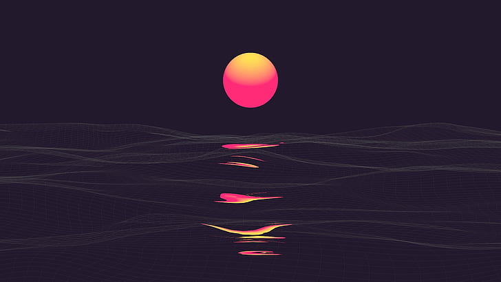 Abstrakte Vaporwave Retrowave Sun Reflaction, HD-Hintergrundbild