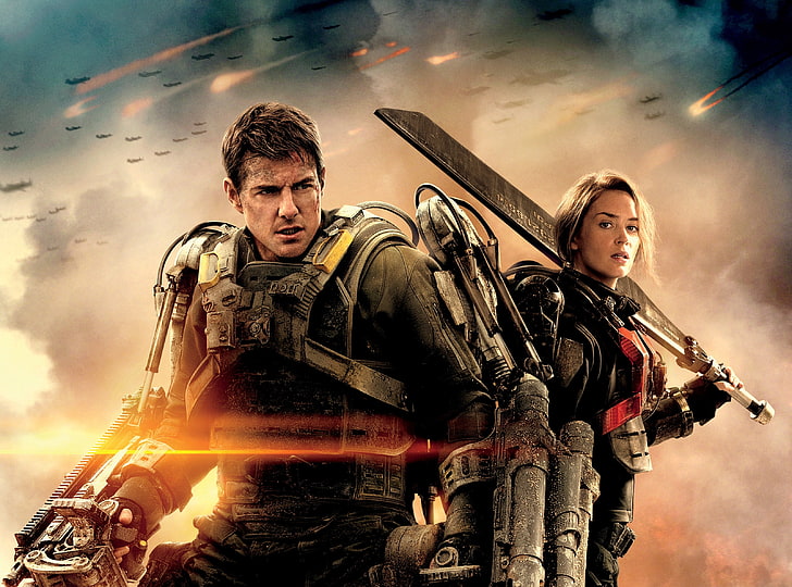 Edge Of Tomorrow Emily Blunt And Tom Cruise HD Wallpaper, game poster, Movies, Other Movies, Movie, Aliens, Epic, tom cruise, Film, Suit, sci-fi, thriller, 2014, emily blunt, Edge Of Tomorrow, sci-fi thriller, HD tapet
