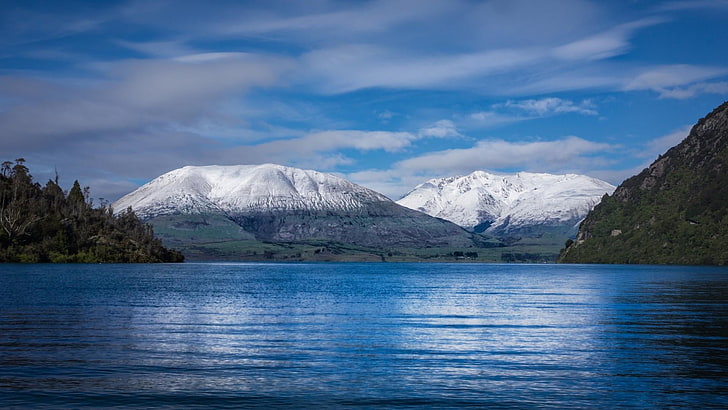 lago Wakatipu, cielo, acqua, lago, natura selvaggia, altopiano, montagna, Nuova Zelanda, ghiacciaio, nuvola, fiordo, scenario di montaggio, lago glaciale, di giorno, Sfondo HD