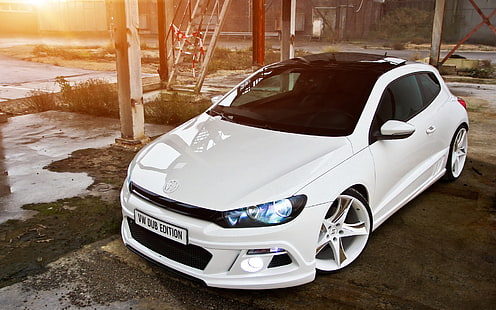 biały Opel 5-drzwiowy hatchback, samochód osobowy, Volkswagen Scirocco, Tapety HD HD wallpaper