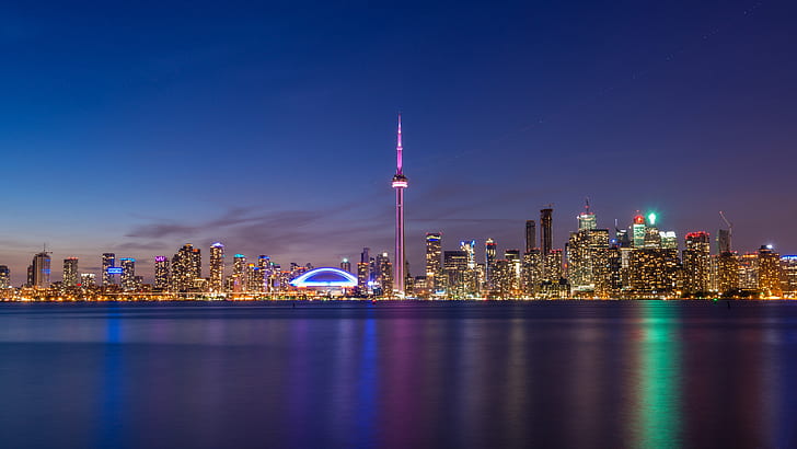 City and Architecture Center On Toronto в ночное время Канада Summer Hd Обои для рабочего стола Мобильные телефоны и ноутбуки 3840 × 2160, HD обои