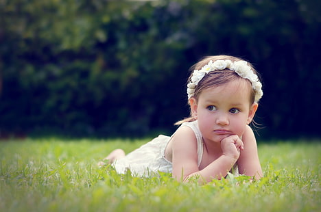 trawa, dzieci, mała dziewczynka, Tapety HD HD wallpaper