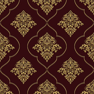  vector, gold, ornament, pattern, seamless, damask, HD wallpaper HD wallpaper