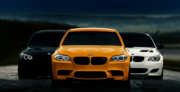 BMW, F10, E60, STIL, SCHWARZ, WEISS, ORANGE, MODE, WHELLS, GEORGIA, BMW CLUB, LIGHTS, HD-Hintergrundbild HD wallpaper