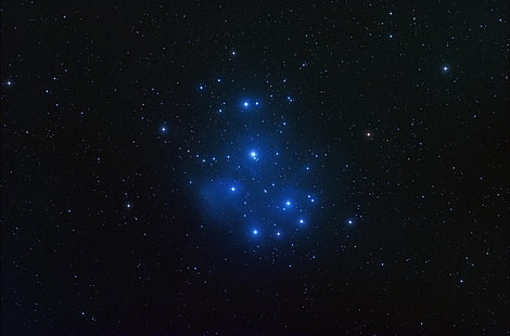 blå kosmisk stjärna digital konst, rymd, stjärnor, M45, Pleiades, HD tapet HD wallpaper