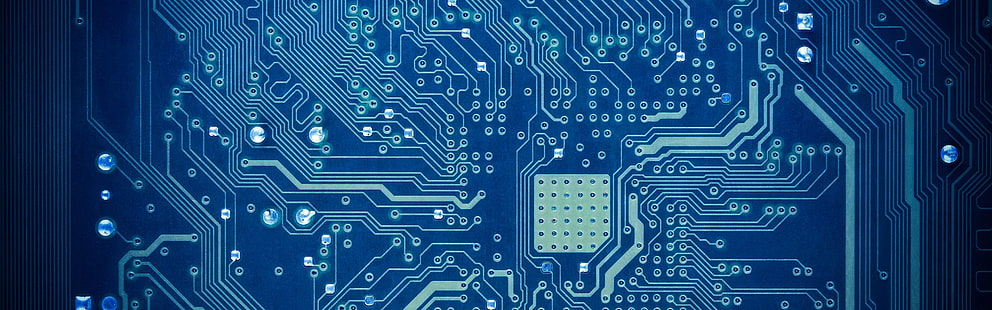 placa de circuito azul, placas de circuito, tecnología, pantalla múltiple, PCB, Fondo de pantalla HD HD wallpaper
